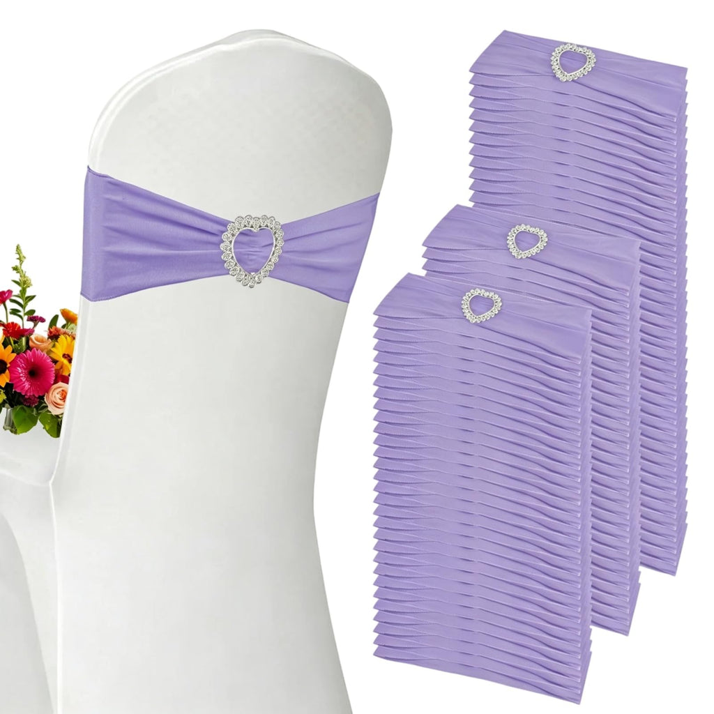 100PCS Spandex Stretch Chair Sashes Bows Universal Elastic Chair Cover Bands Ties with Buckle Slider for Wedding Party Birthday Reception Events Banquet Decoration(Pink)