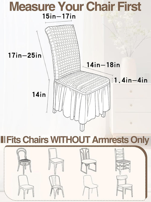 ANPHSIN Stretchable Chair Covers for Dining Chairs, with Skirt, 1Pcs Beige