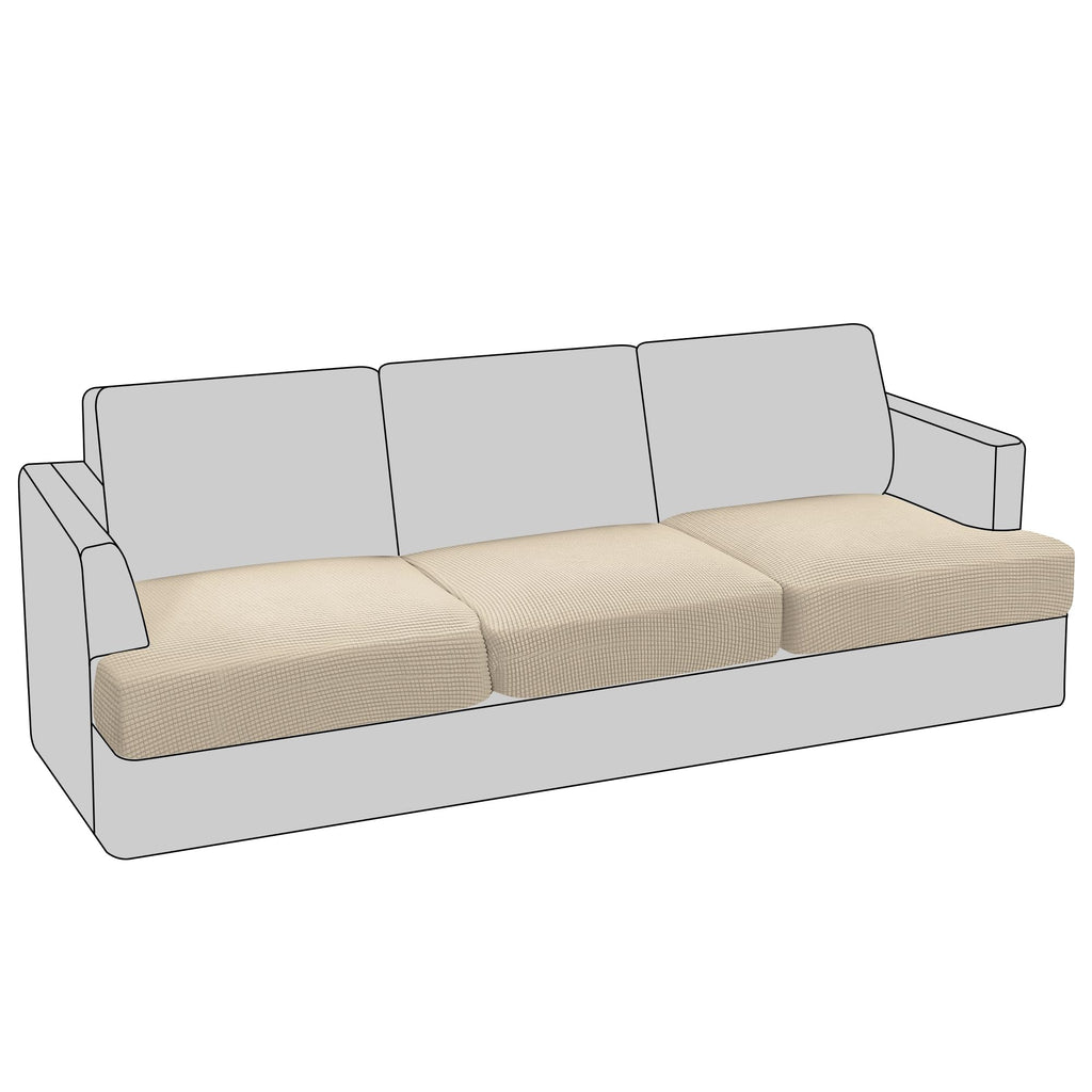 PrinceDeco T Cushion Loveseat Slipcover - 3 Pieces Sofa Cover for 2 Cushion Couch with 2 Individual T Shape Seat Covers Width Up to 76 Inch - Stretch, Machine Washable, Porcelain