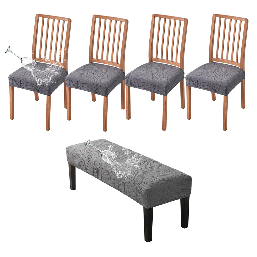 CRFATOP Dining Chair Seat Covers Set of 4 with Stretch Bench Slipcover,04