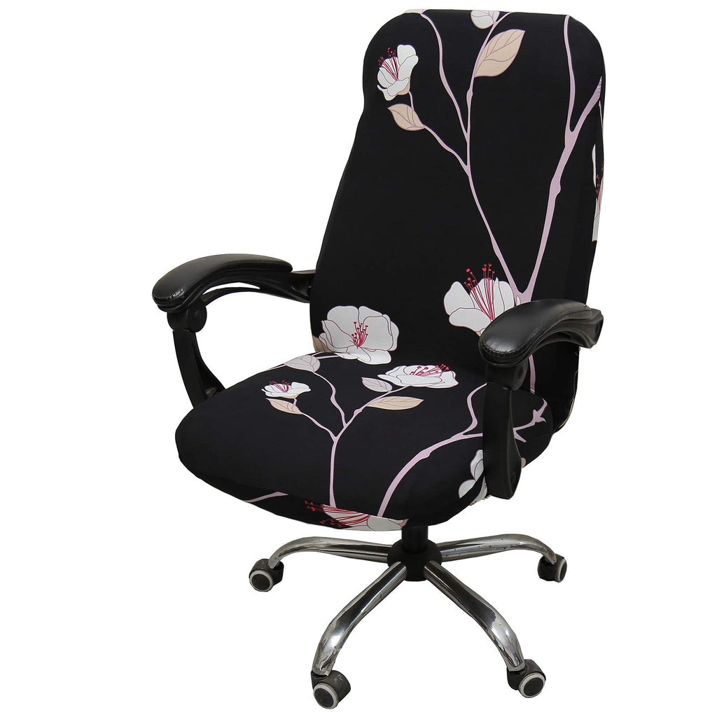 WOMACO Printed Office Chair Covers, Stretch Computer Universal Boss Modern Simplism Style High Back Chair Slipcover - Peony, Large