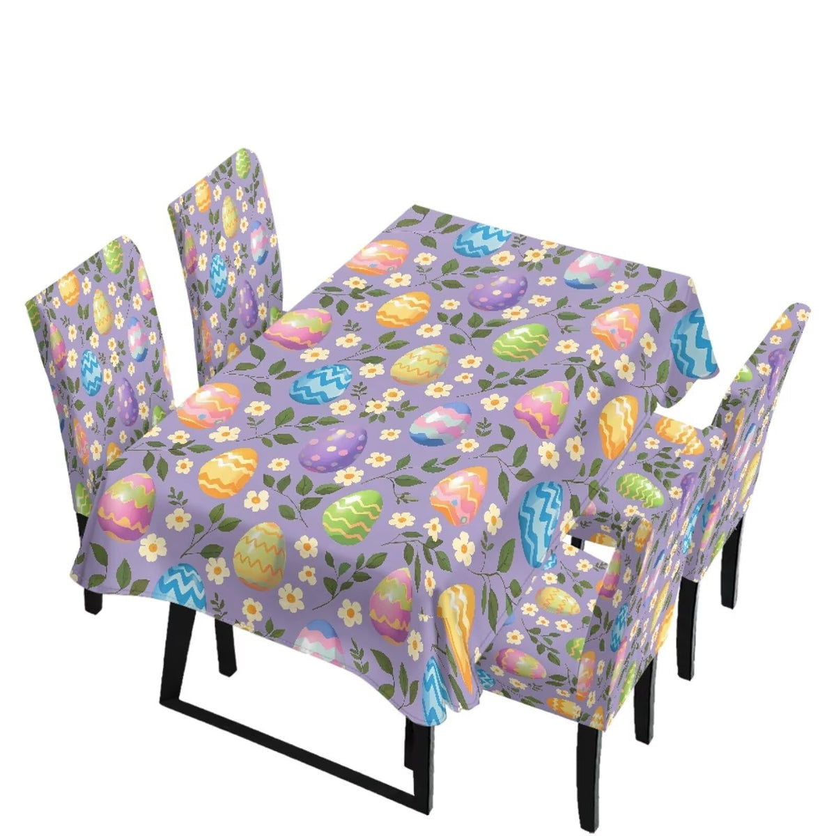 Stretch Dining Table Cloth and Chair Covers Set, 4 Seater Table Cover Anti-Wrinkle Parsons Chair Slipcovers Machine Washable Seat Protector for St. Patrick's Day Decor, Green Shamrock