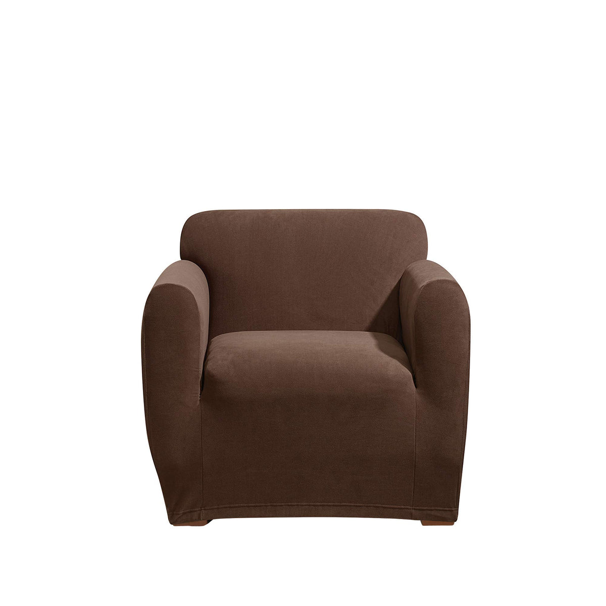 SureFit Form Fit Stretch Morgan Loveseat Slipcover - One Piece Polyester/Spandex Elastic Slipcover, Machine Washable (Loveseat Box Cushion, Ivory Color)