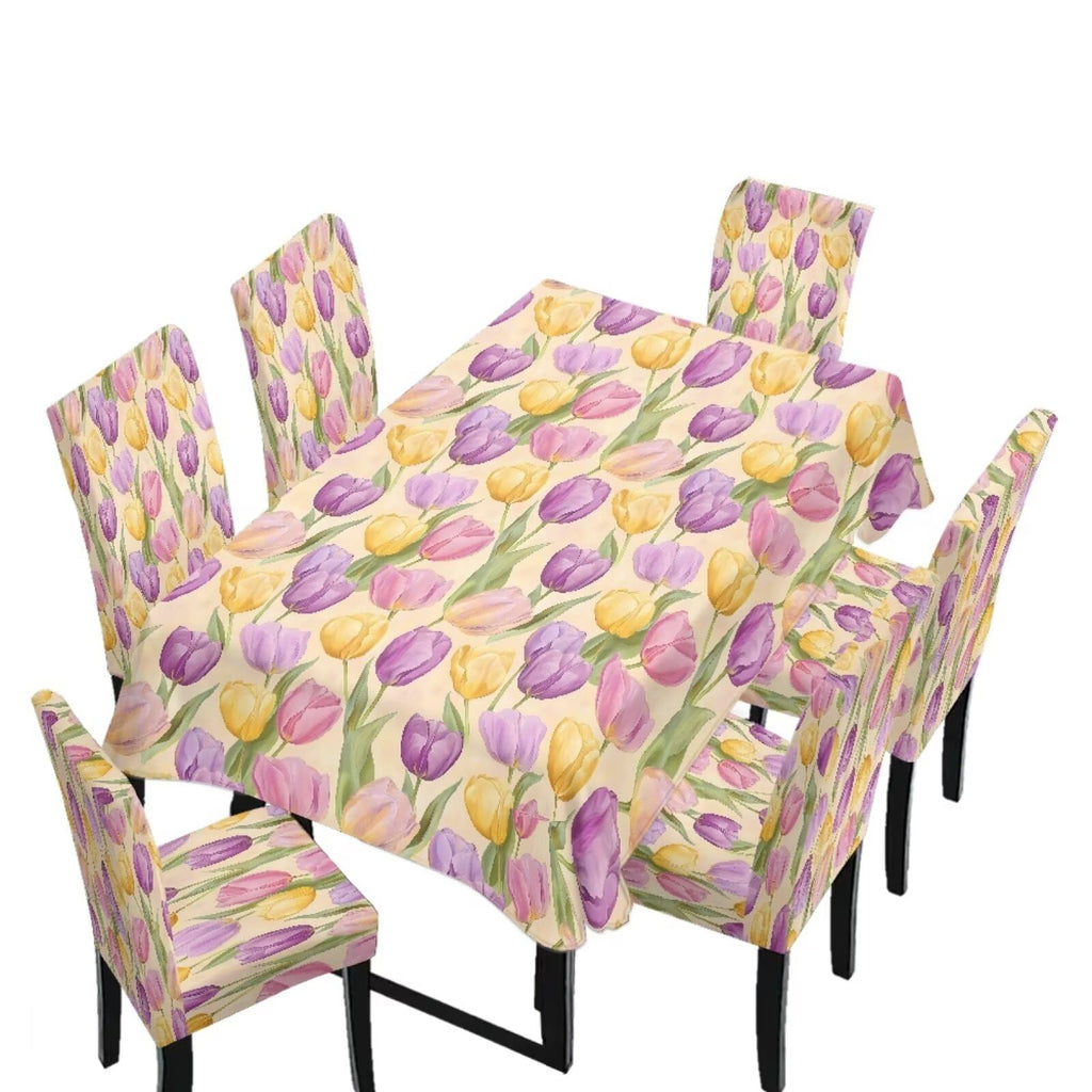 Stretch Dining Table Cloth and Chair Covers Set, 4 Seater Table Cover Anti-Wrinkle Parsons Chair Slipcovers Machine Washable Seat Protector for St. Patrick's Day Decor, Green Shamrock