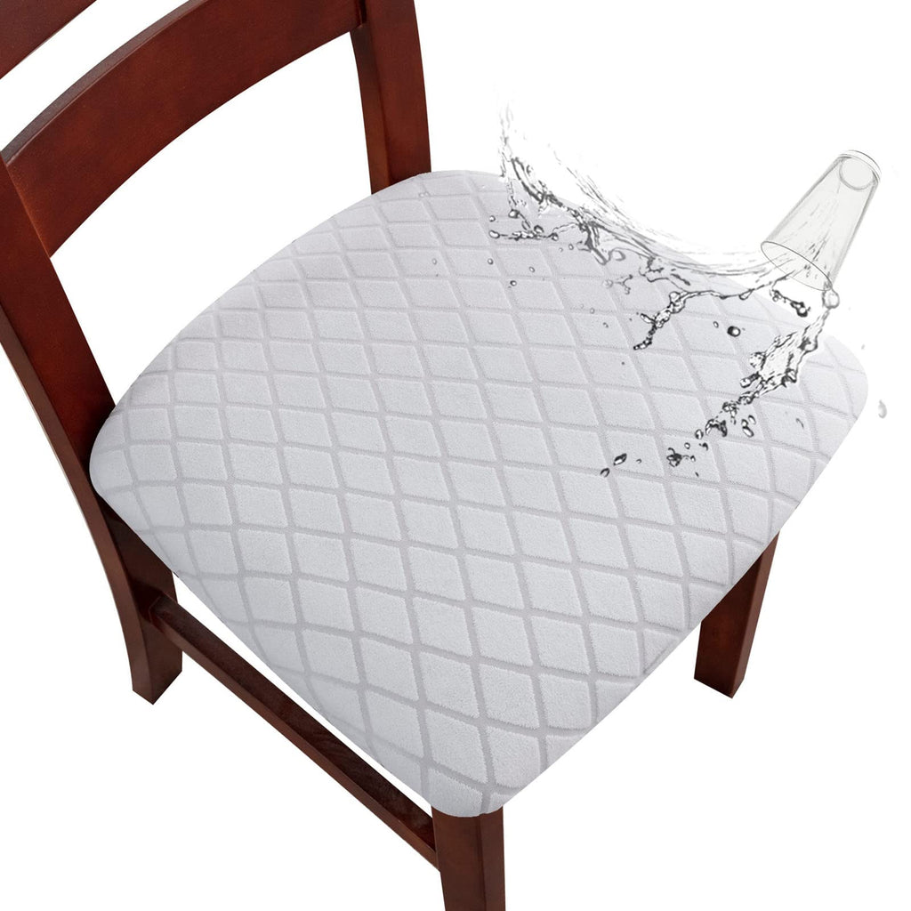 Genina Waterproof Seat Covers for Dining Room Chairs, Stretch Chair Seat Covers Removable Washable Dinning Room Kitchen Chair Cushion Slipcovers (Leaves-Taupe, 4 PCS)