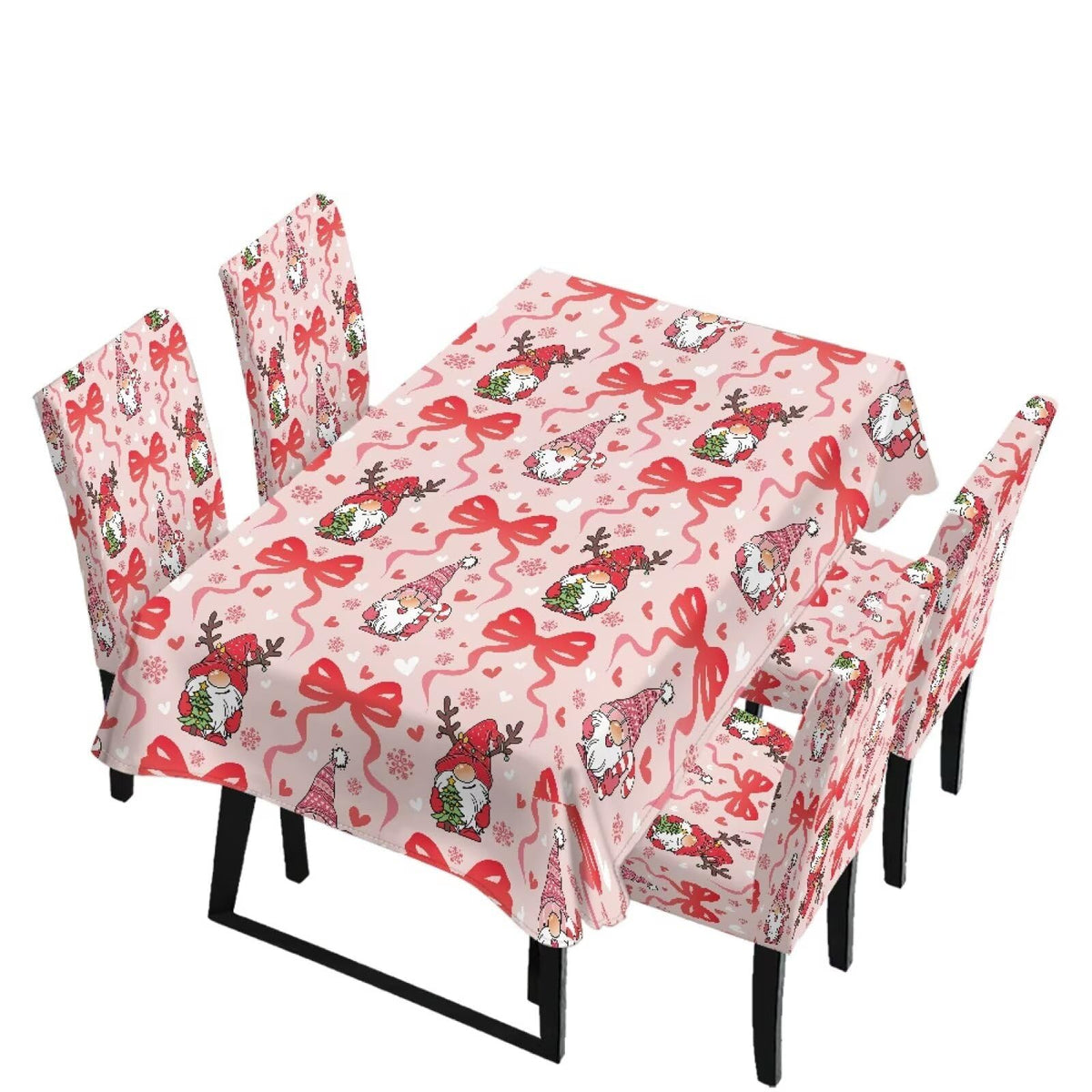 Poinsettia Dining Table & Chair Cover Set for Christmas, Stretch