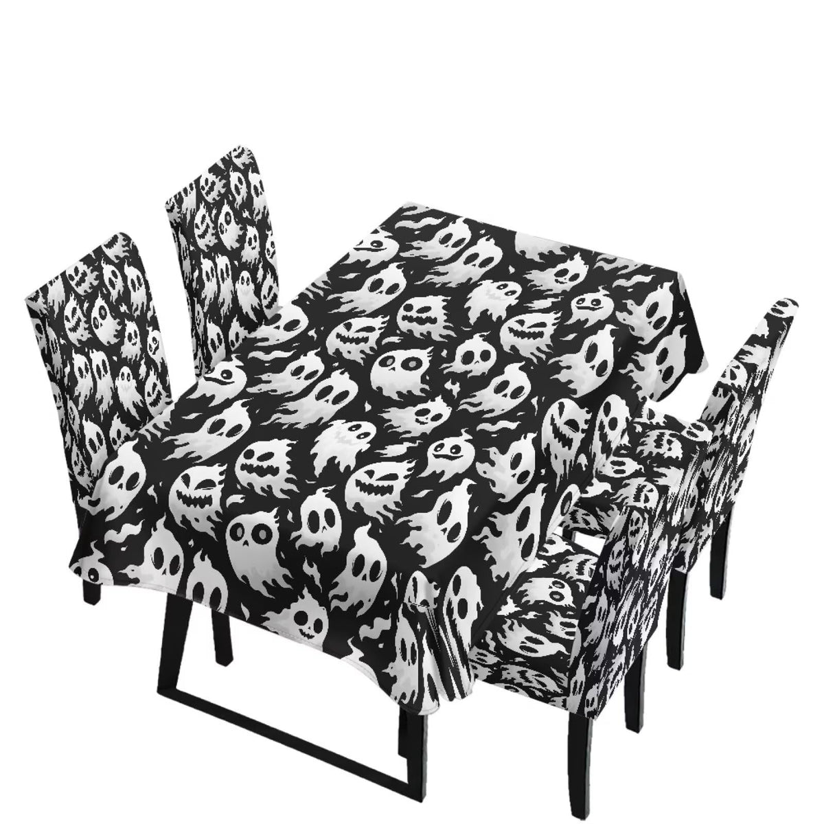 Thanksgiving Themed Dining Room Chair Cover and Tablecloths 5 Packs, Fall Leaf Print Kitchen Chair Seat Slipcovers Anti-Wrinkle Table Protector for Thanksgiving Day Party