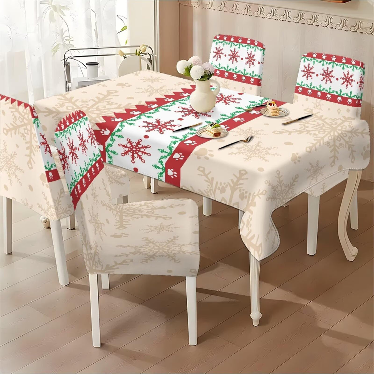 ZDCUSTOM Vintage Table and Chair Covers for Parties Stylish Dining Chairs Cover Washable Cozy Tablecloths Rectangular for Home Party Weeding