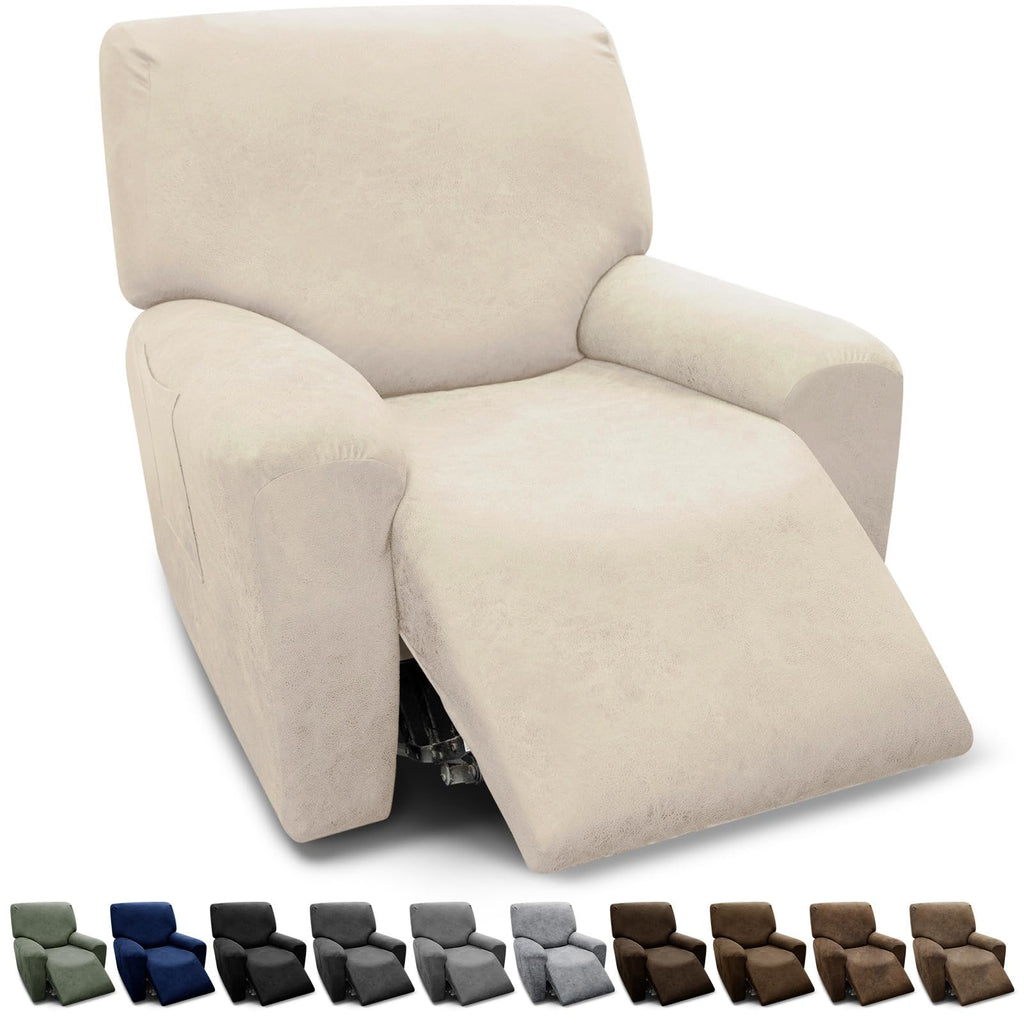 3-Pieces T Cushion Loveseat Slipcovers Leather Look Couch Cover Loveseat Covers for 2 Cushion Couch Furniture Protector Stretch Sofa Cover with 2 Individual T Cushion Seat Covers, Brown