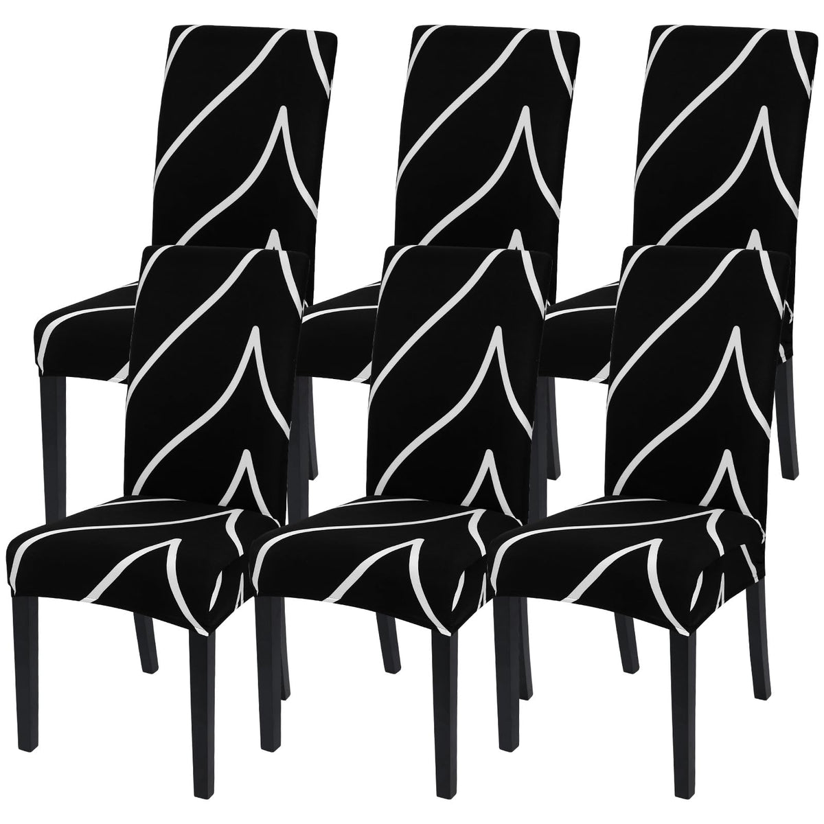 SearchI Dining Room Chair Covers Set of 6, Stretch Jacquard Parsons Chair Slipcovers Super Fit Removable Washable Kitchen Chair Protector Cover for Dining Room, Hotel, Ceremony (Beige Rhombus)