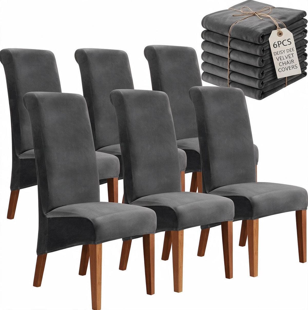 Velvet Dining Chair Covers Set of 2, Extra Large XL Oversized Stretch Parsons Chair Slipcovers for High Back Dining Room Kitchen, Non-Slip Removable Washable Chair Protectors,Khaki