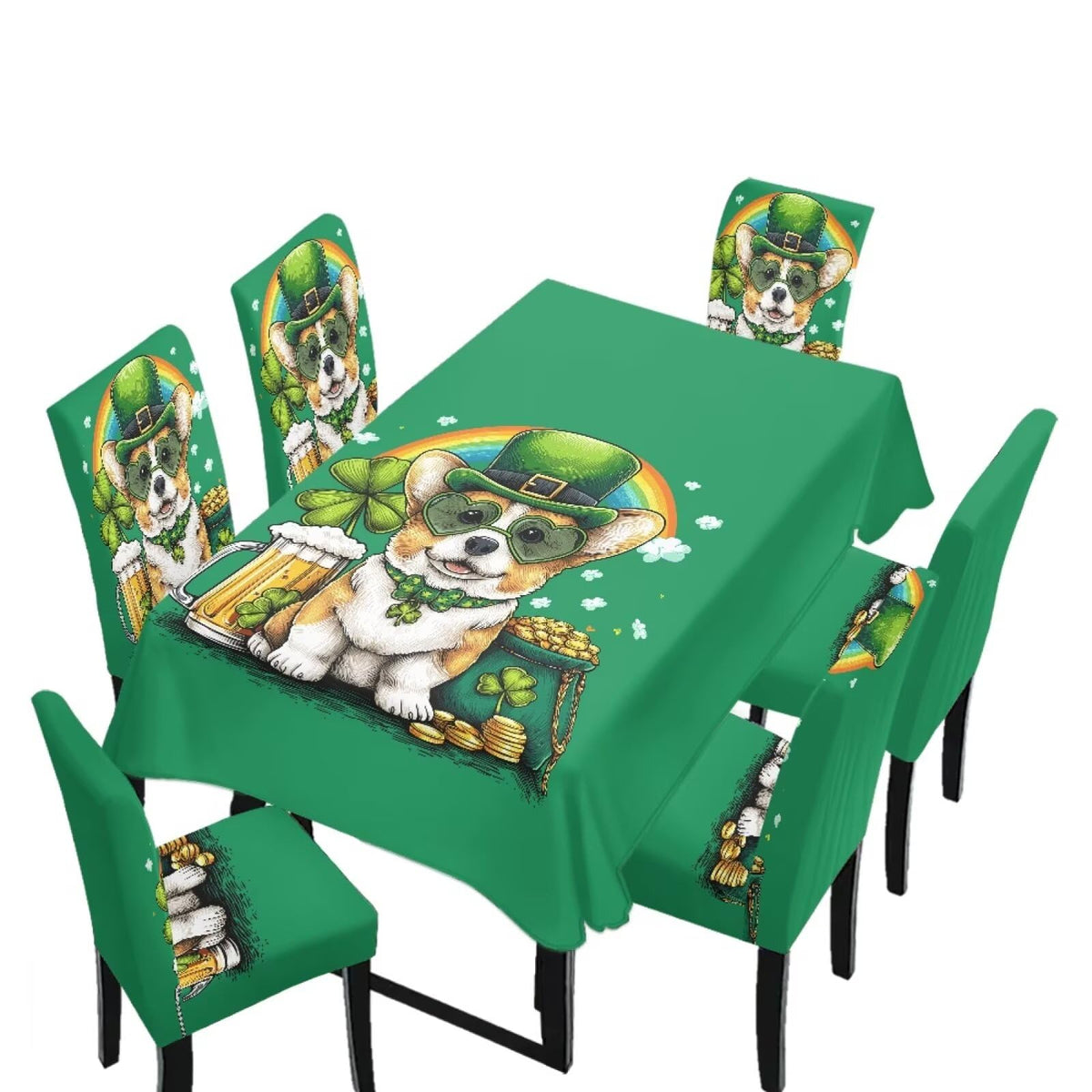 5 Pack Dining Table Cloth Rectangle 4 Seater Includes Kitchen Chair Covers, Stretch Seat Covers for Dining Chairs Anti-dust Washable Table Protector, Tribe Aztec Geometry Print