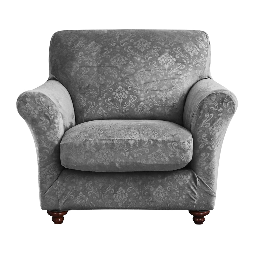 3 Pieces Sofa Covers for 2 Cushion Couch Velvet Embossing Camel Stretch Loveseat Couch Slipcovers with 2 Cushions Washable