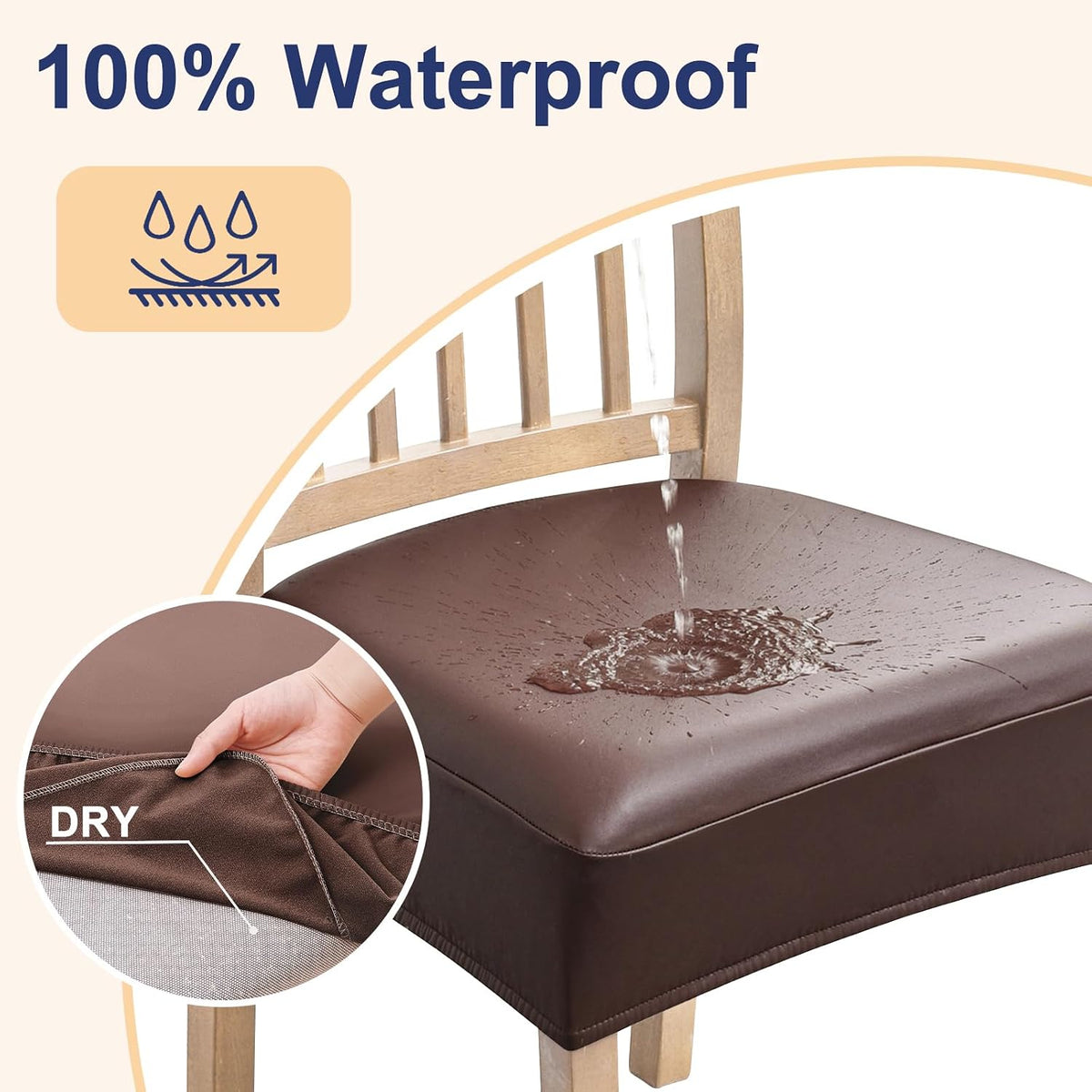 Smiry Waterproof Pu Leather Seat Covers for Dining Room Chairs Set of 4