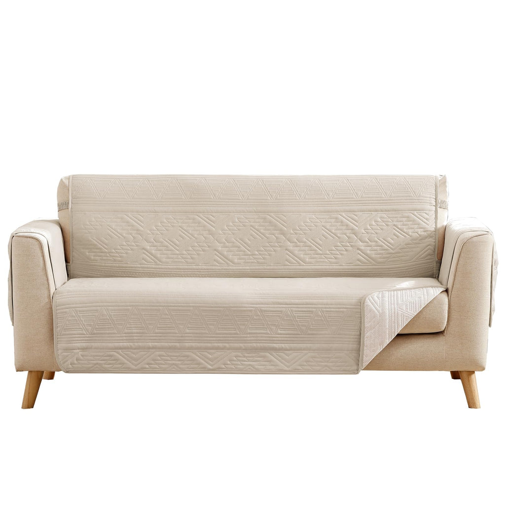 Boho Olive Green Loveseat Covers for 2 Cushion Couch, Water-Repellent Aztec Covers for Love Seat, Washable Quilted Couch Covers, Pet Friendly Loveseat Slipcovers (Loveseat 48", Olive Green)