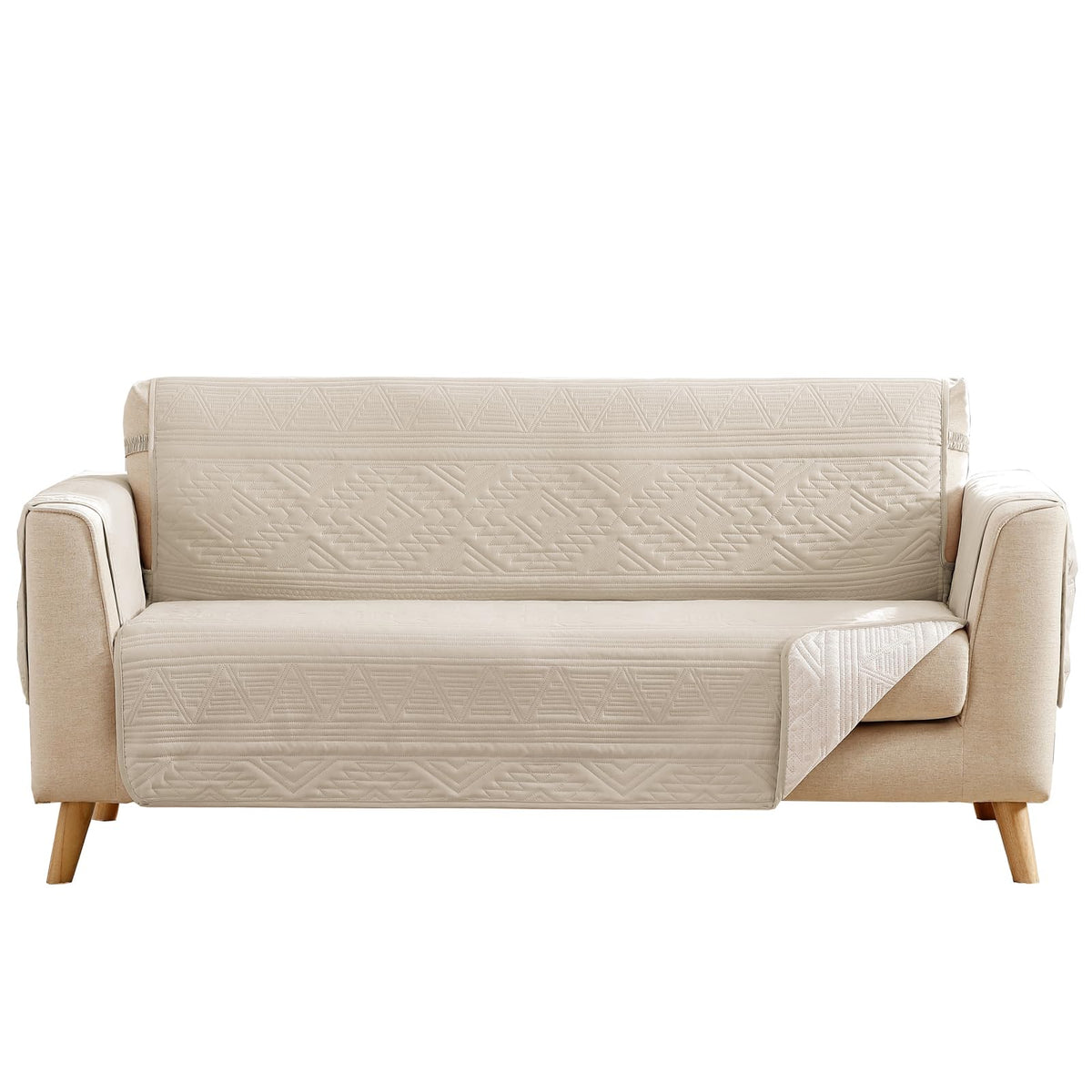 Boho Olive Green Loveseat Covers for 2 Cushion Couch, Water-Repellent Aztec Covers for Love Seat, Washable Quilted Couch Covers, Pet Friendly Loveseat Slipcovers (Loveseat 48", Olive Green)
