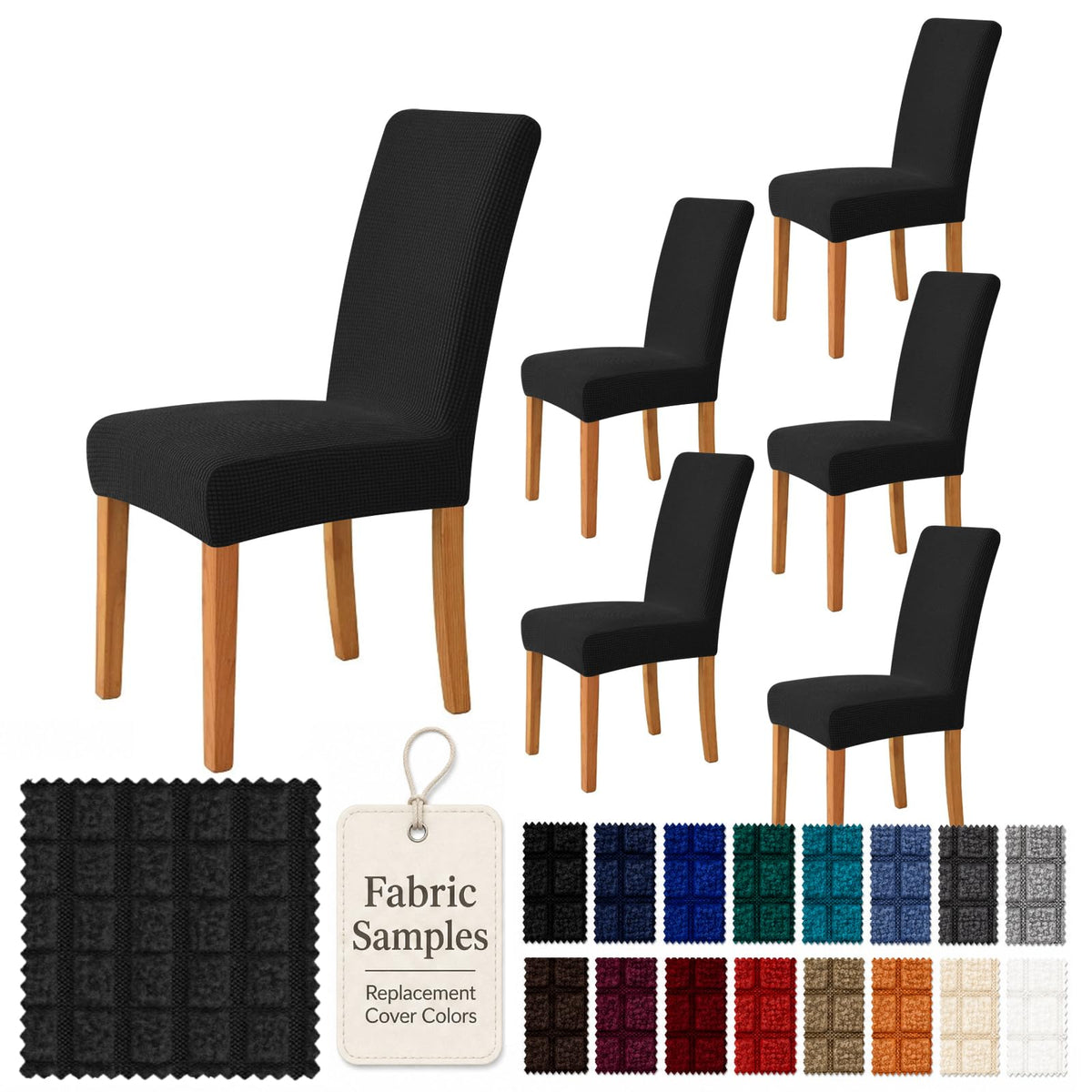YEMYHOM 2 Packs Latest Checkered Dining Chair Slipcover Parsons Chair Furniture Protector Stretch Chair Covers for Dining Room, Restaurant, Kitchen, Party (Light Gray)