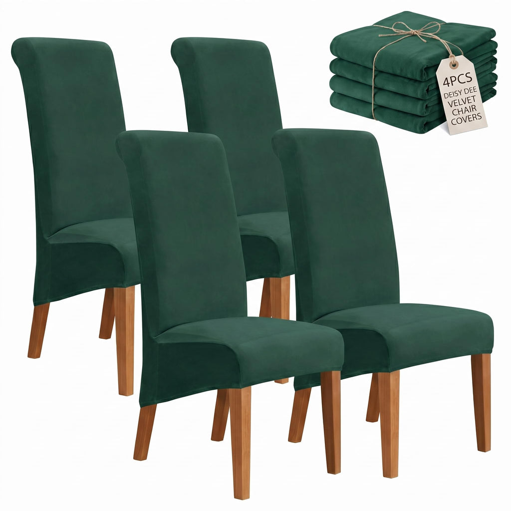 Velvet Dining Chair Covers Set of 2, Extra Large XL Oversized Stretch Parsons Chair Slipcovers for High Back Dining Room Kitchen, Non-Slip Removable Washable Chair Protectors,Khaki