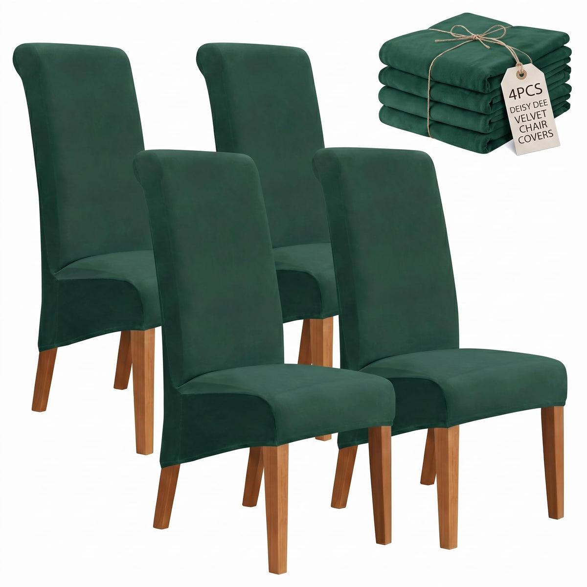 Velvet Dining Chair Covers Set of 2, Extra Large XL Oversized Stretch Parsons Chair Slipcovers for High Back Dining Room Kitchen, Non-Slip Removable Washable Chair Protectors,Khaki