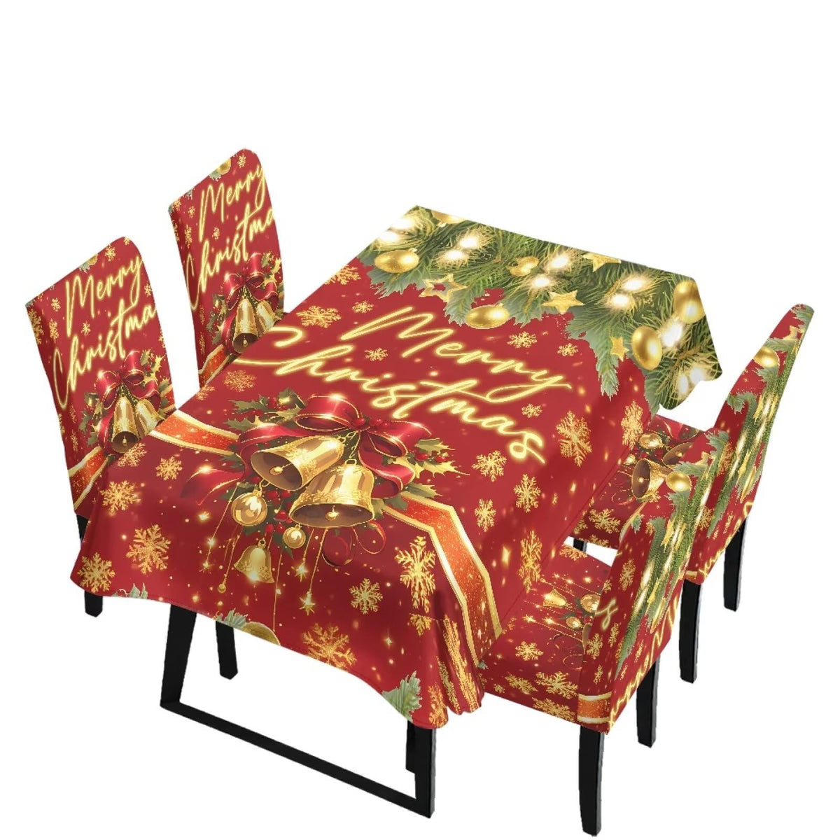 Thanksgiving Themed Dining Room Chair Cover and Tablecloths 5 Packs, Fall Leaf Print Kitchen Chair Seat Slipcovers Anti-Wrinkle Table Protector for Thanksgiving Day Party