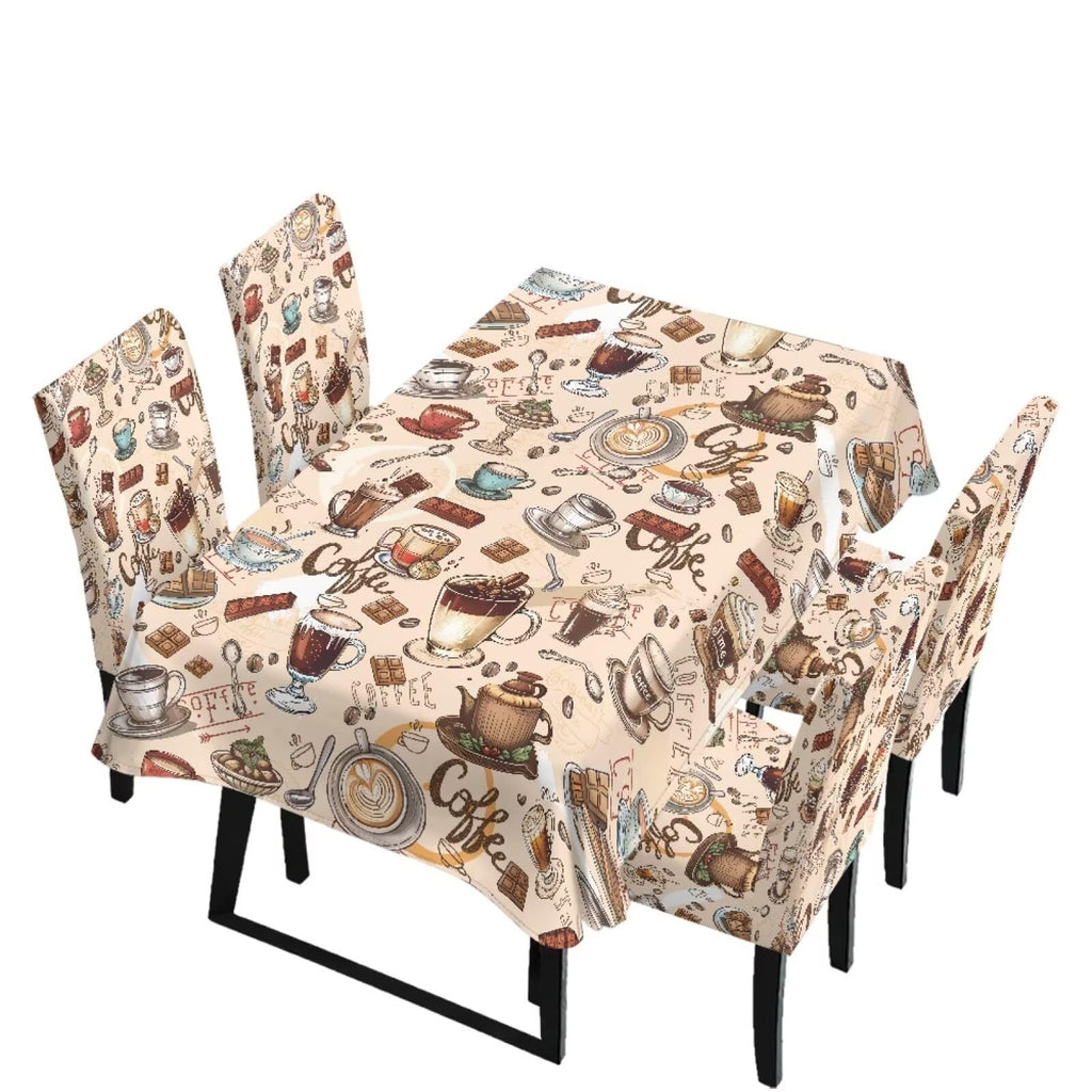 Dining Seat Slipcovers for Easter Decor Set of 7 Includes Tablecloths and Stretch Removable Dining Room Chair Covers Stain Resistant Table Protector, Easter Egg Love Heart Gnome Print
