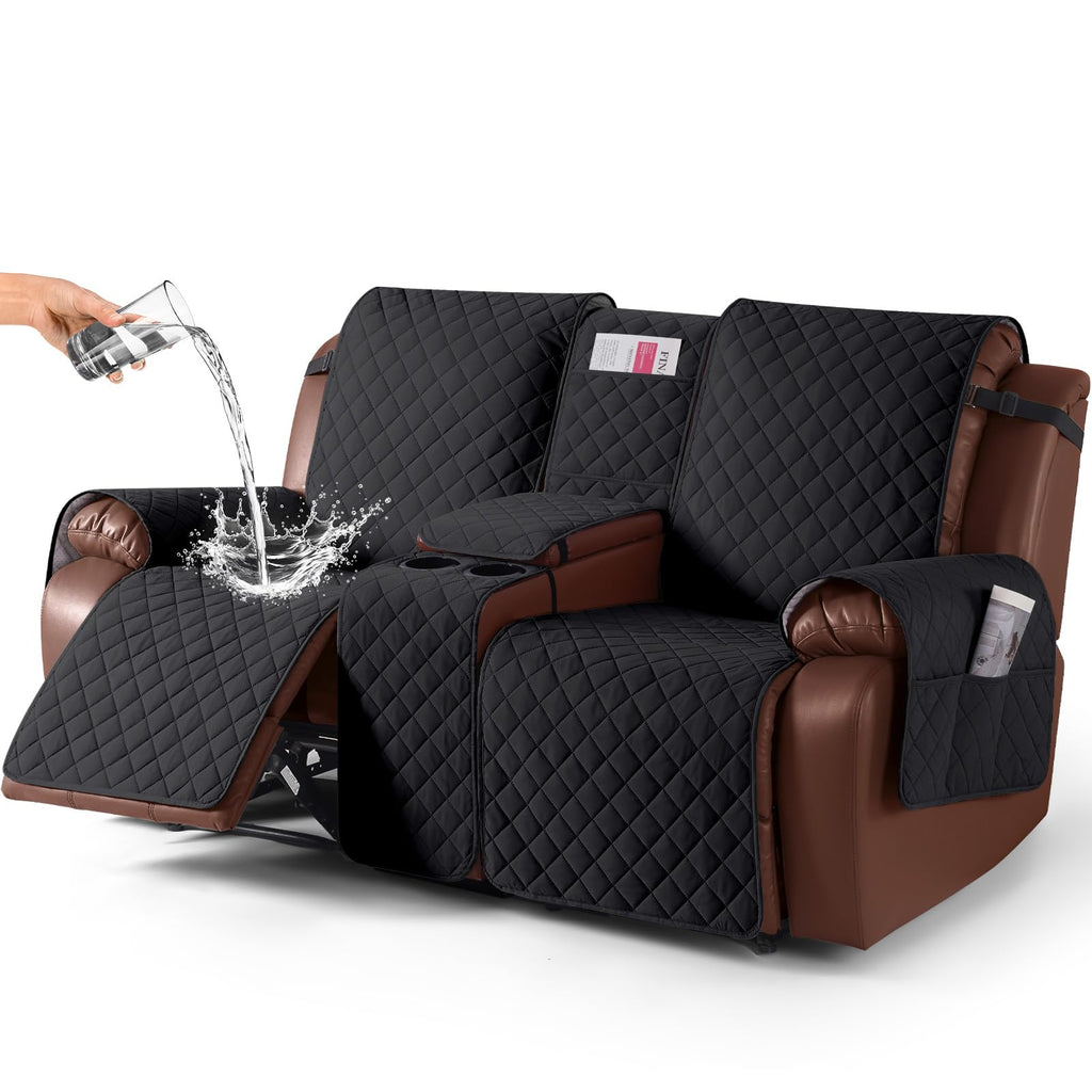 KinCam 100% Waterproof Loveseat Recliner Cover with Console, Khaki