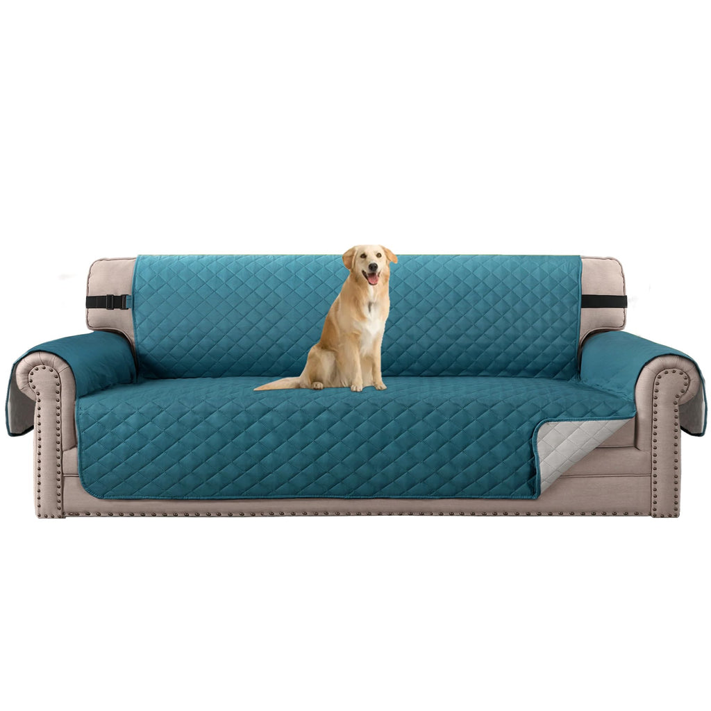 H.VERSAILTEX Reversible Couch Cover for 2 Cushion Couch Water Resistant Loveseat Washable Furniture Cover with Non-Slip Elastic Strap for Dogs, Pets, Kids(Oversized Loveseat, Charcoal Grey)