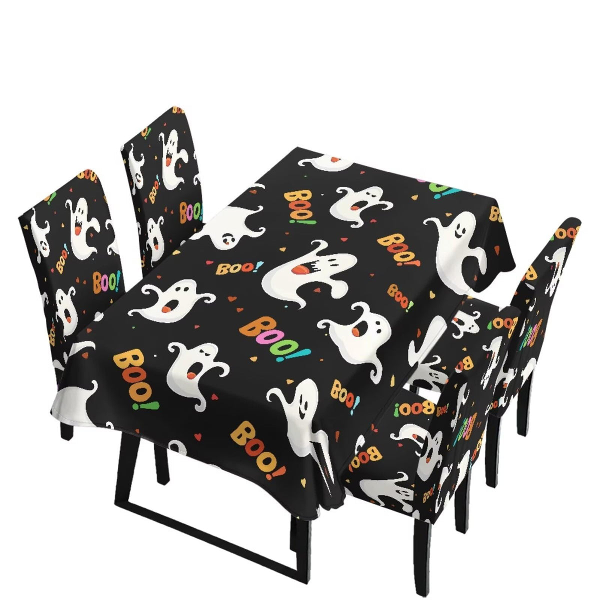 Thanksgiving Themed Dining Room Chair Cover and Tablecloths 5 Packs, Fall Leaf Print Kitchen Chair Seat Slipcovers Anti-Wrinkle Table Protector for Thanksgiving Day Party