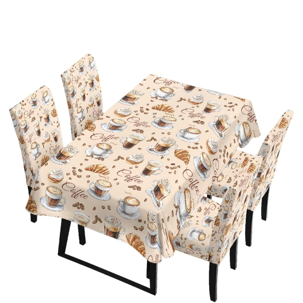 Easter Table Cloth Rectangle Table Set of 7 Include Kitchen Chair Covers and Tablecloths for Dining Room Banquet, Chair Seat Protector Cover, Easter Egg Bunny Floral Print Yellow