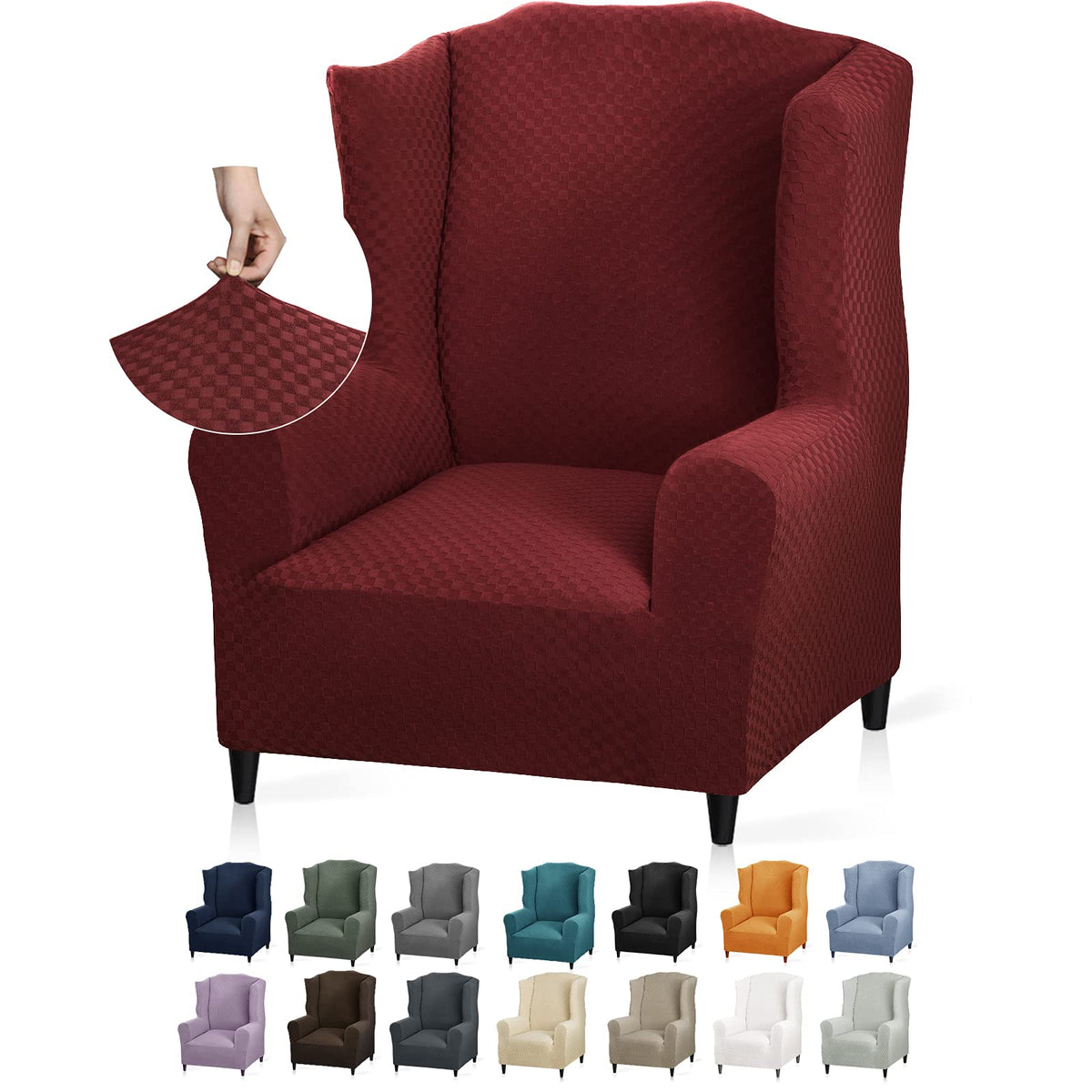 YEMYHOM 2 Packs Latest Checkered Dining Chair Slipcover Parsons Chair Furniture Protector Stretch Chair Covers for Dining Room, Restaurant, Kitchen, Party (Light Gray)