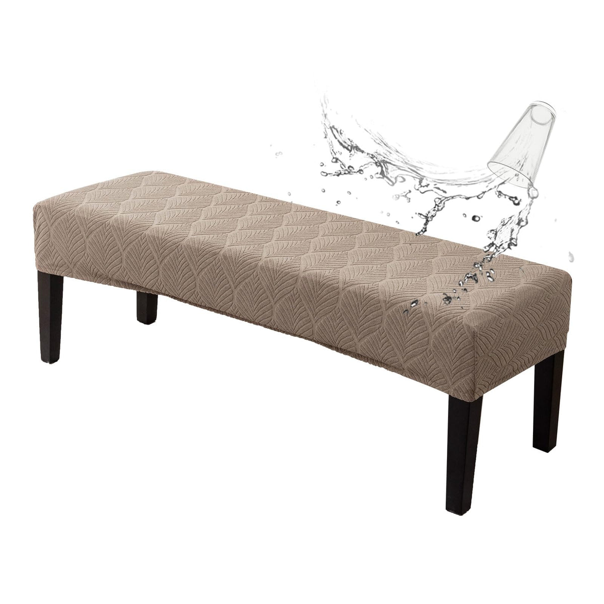 Genina Waterproof Dining Room Bench Covers,Stretch Bench Cover,Beige