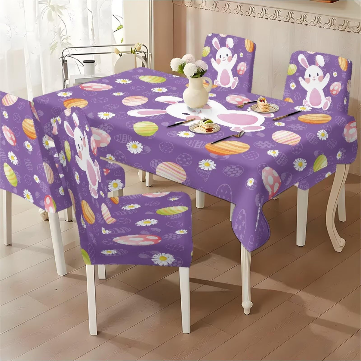 ZDCUSTOM St Patricks Day Table Cloth and Chair Cover Set of 4 Green Tablecloths Rectangular Festive Chair Covers for Dining Chairs St. Patrick’s Day Decoration