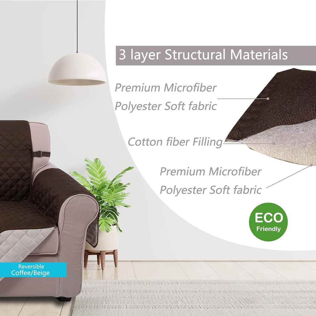 UNICE Home Reversible Sofa Cover Bundle Loveseat Cover(Sofa+Loveseat, Coffee)