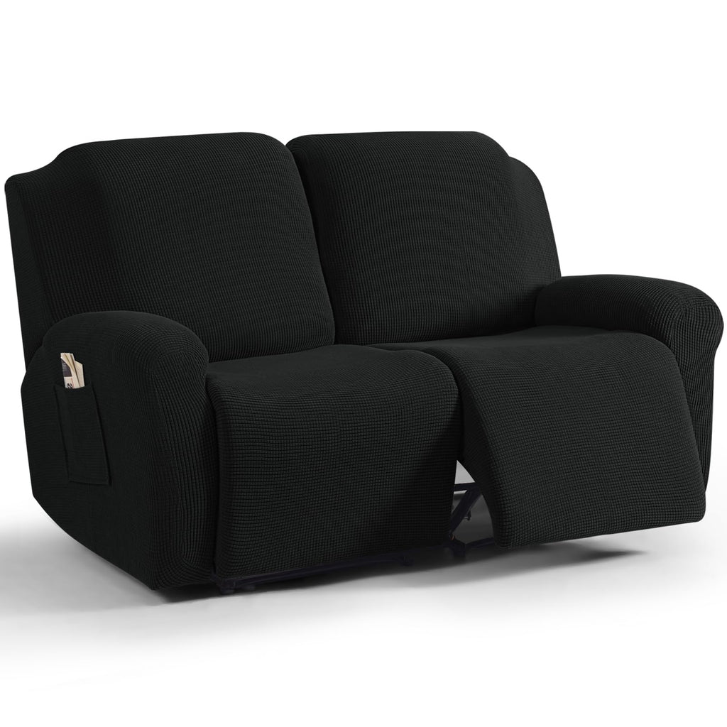 TAOCOCO Stretch Loveseat Recliner Covers 6 Piece, Charcoal Grey