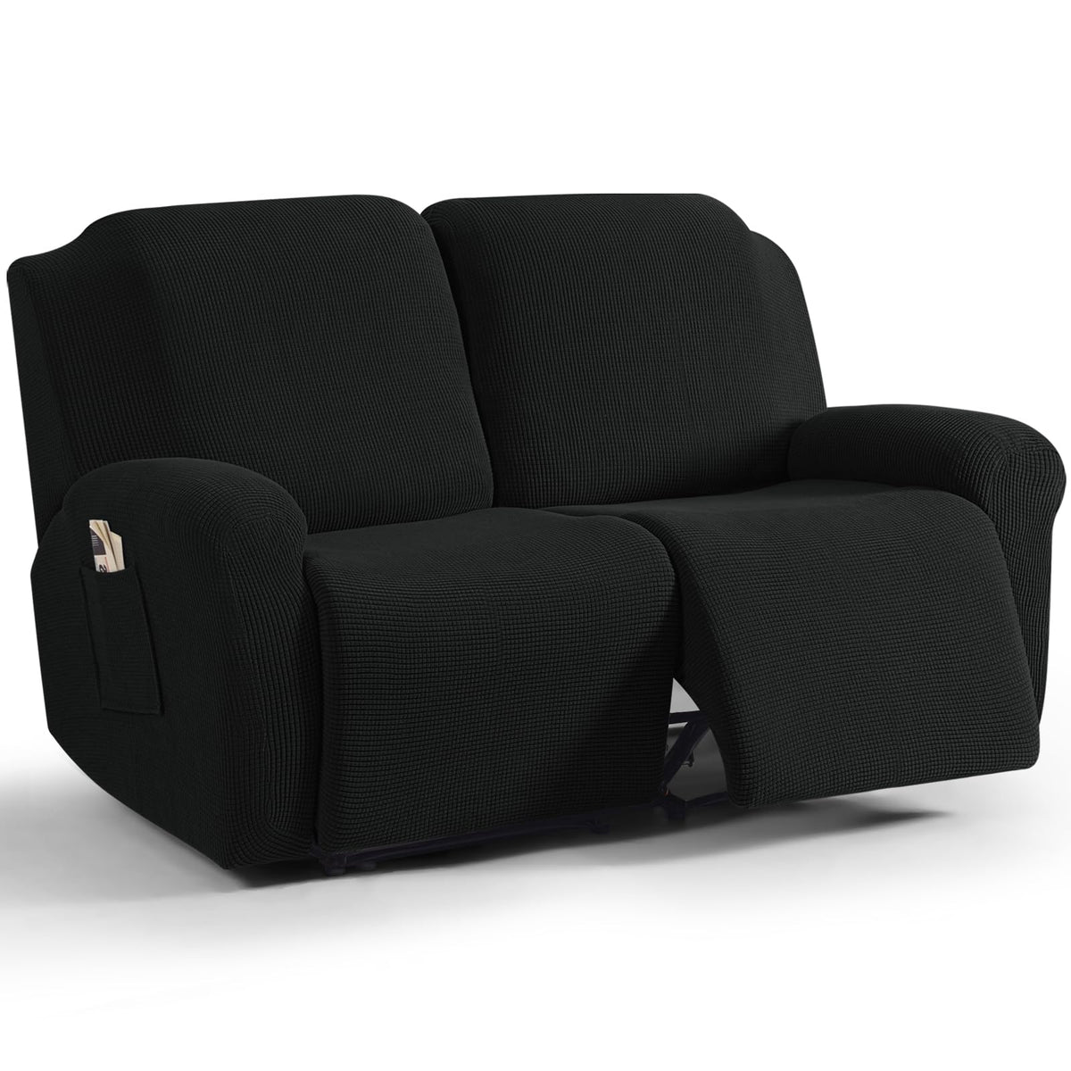 TAOCOCO Stretch Loveseat Recliner Covers 6 Piece, Charcoal Grey