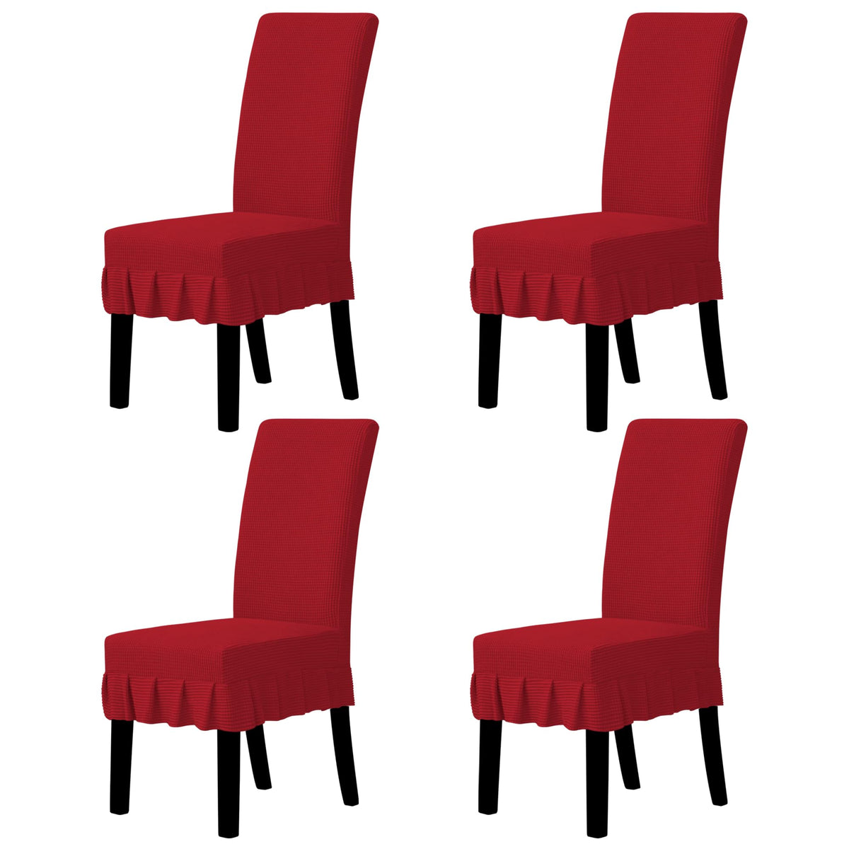 Easy-Going 2 PCS Stretch Dining Room Chair Covers with Skirt, Light Gray