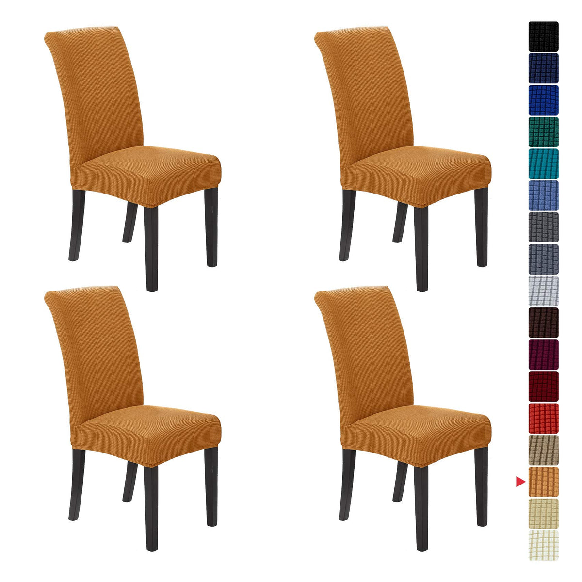 Stretch Chair Covers for Dining Room Set of 4, Removable Washable Dining Room Chair Covers, Dining Chair Slipcovers Seat Protector, Great for Home and Banquet Decor (Pureed Pumpkin, 4 Pack)