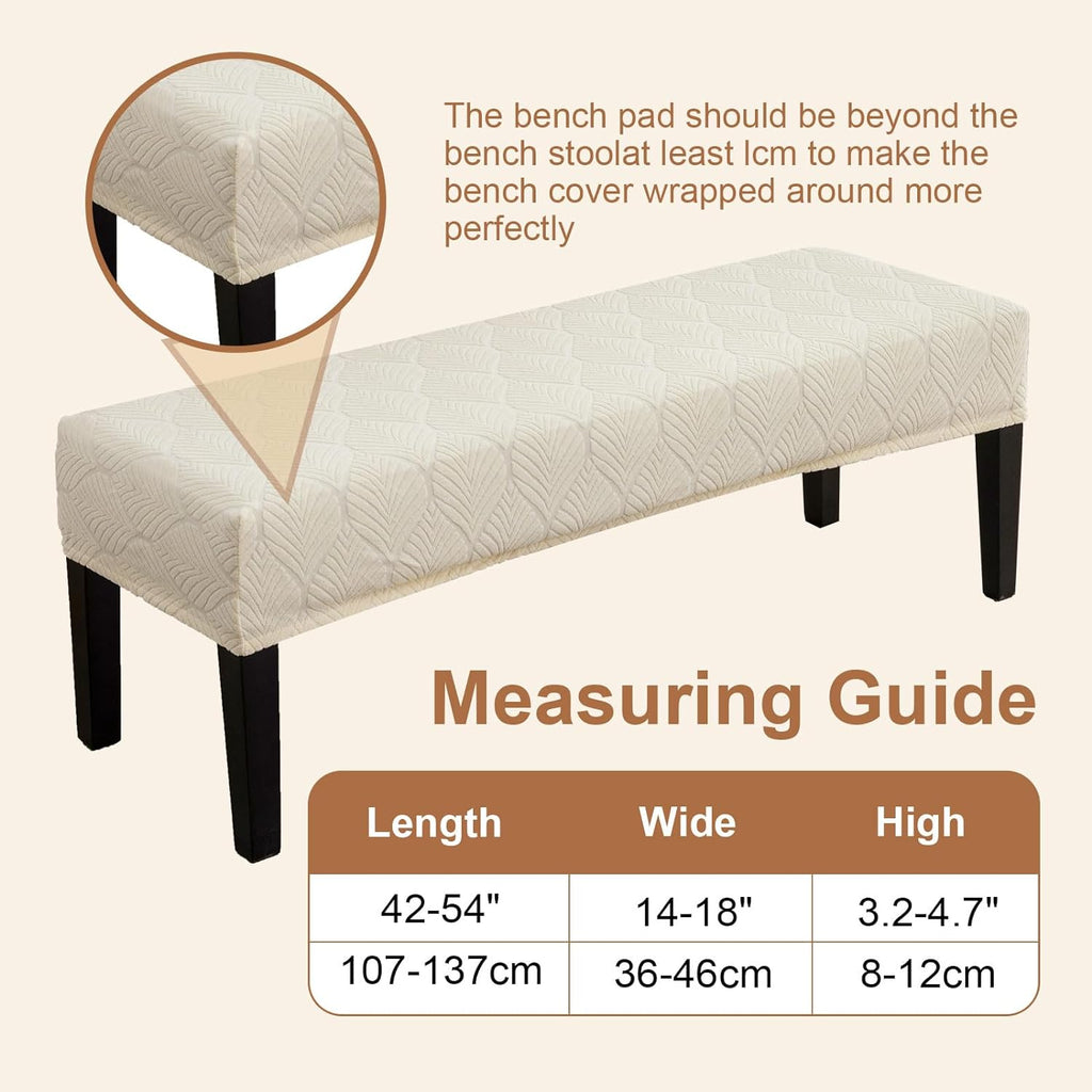 Genina Waterproof Dining Room Bench Covers,Stretch Bench Cover,Beige