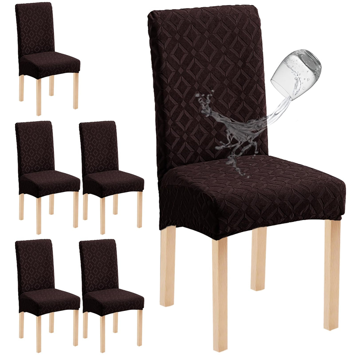 Genina Waterproof Dining Chair Covers Set of 4, Stretch Chair Slipcovers