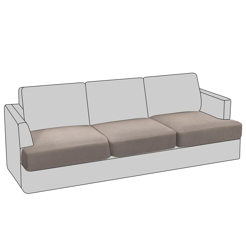 PrinceDeco T Cushion Loveseat Slipcover - 3 Pieces Sofa Cover for 2 Cushion Couch with 2 Individual T Shape Seat Covers Width Up to 76 Inch - Stretch, Machine Washable, Porcelain
