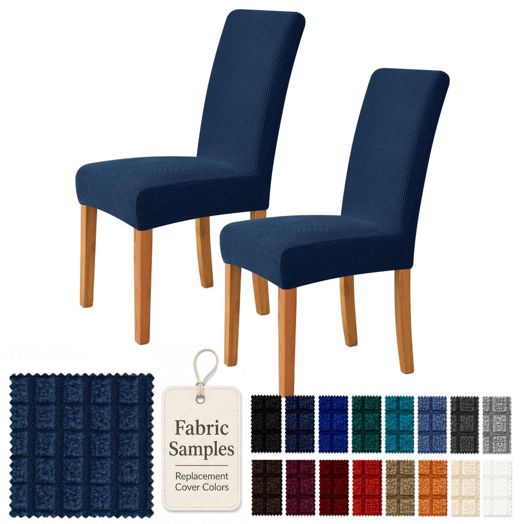 YEMYHOM 2 Packs Latest Checkered Dining Chair Slipcover Parsons Chair Furniture Protector Stretch Chair Covers for Dining Room, Restaurant, Kitchen, Party (Light Gray)