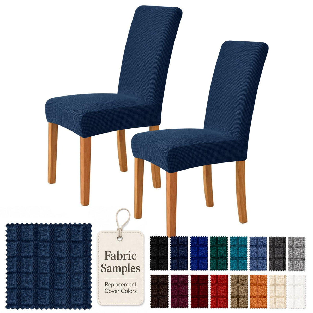 YEMYHOM 2 Packs Latest Checkered Dining Chair Slipcover Parsons Chair Furniture Protector Stretch Chair Covers for Dining Room, Restaurant, Kitchen, Party (Light Gray)