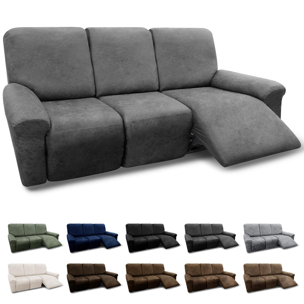 3-Pieces T Cushion Loveseat Slipcovers Leather Look Couch Cover Loveseat Covers for 2 Cushion Couch Furniture Protector Stretch Sofa Cover with 2 Individual T Cushion Seat Covers, Brown
