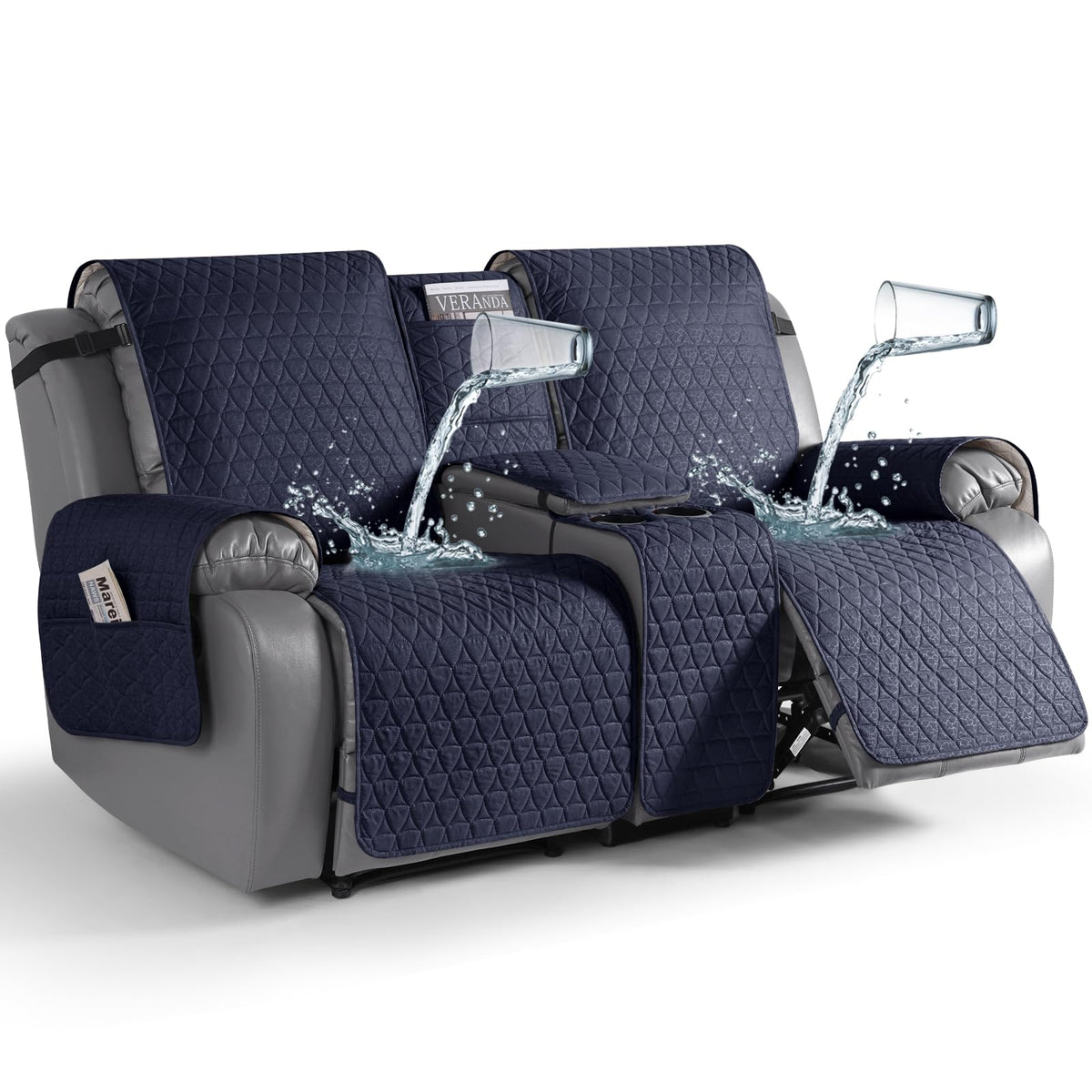 TAOCOCO 100% Waterproof Loveseat Recliner Cover with Console, Stay in Place