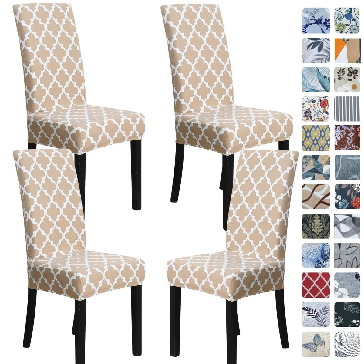 SPRINGRICO Chair Covers for Dining Room Set of 4, Stretch Dining Chair Cover, Washable Spandex Kitchen Parsons Chair Slipcovers, Removable Seat Protector for Home or Party (4 Pack, Lotus Gray)