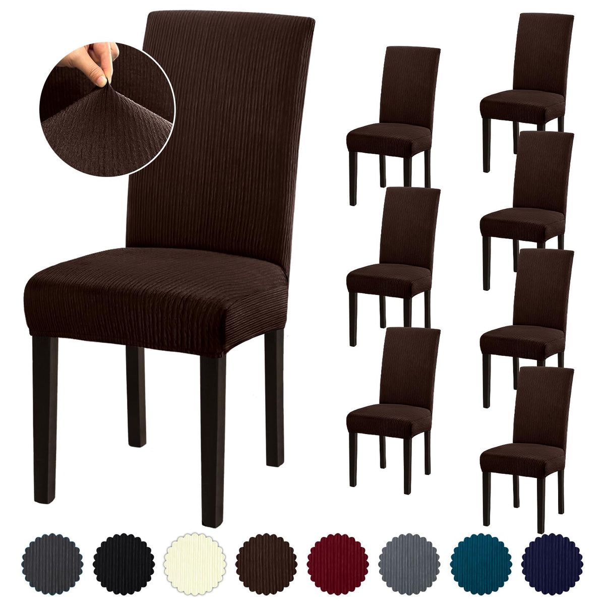 Stretch Dining Room Chair Covers Set of 6, Removable Washable Chair Covers for Dining Chairs,Dining Room, Hotel, Ceremony