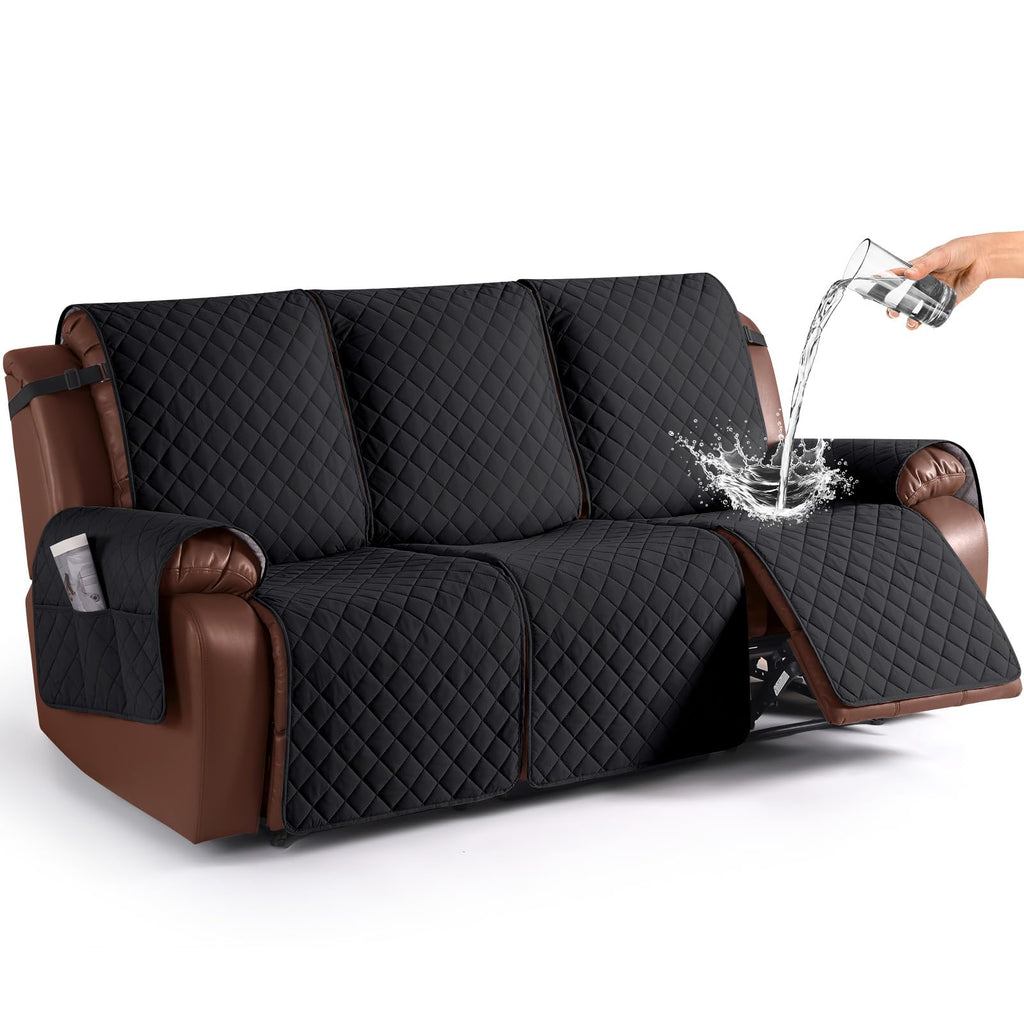 KinCam Waterproof Loveseat Recliner Covers Washable, 2 Seater, Light Gray