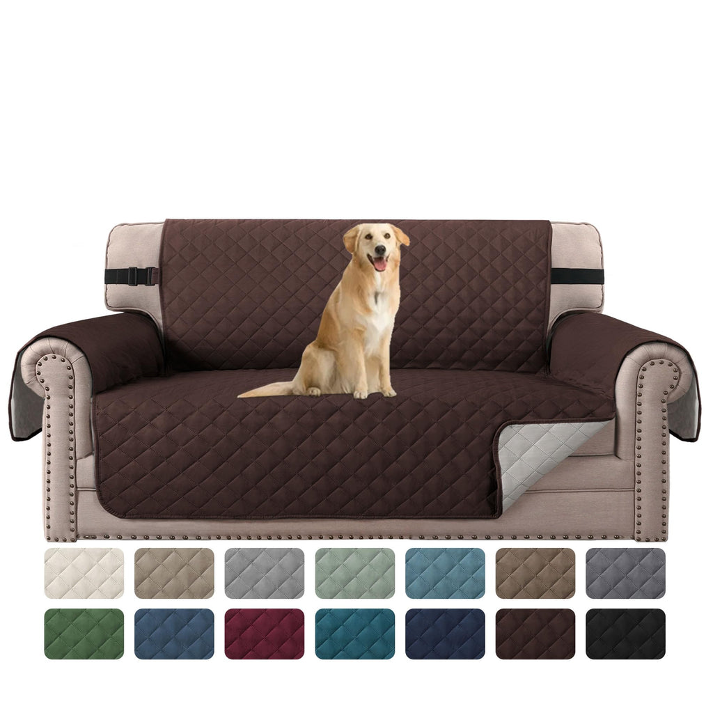 H.VERSAILTEX Reversible Couch Cover for 2 Cushion Couch Water Resistant Loveseat Washable Furniture Cover with Non-Slip Elastic Strap for Dogs, Pets, Kids(Oversized Loveseat, Charcoal Grey)