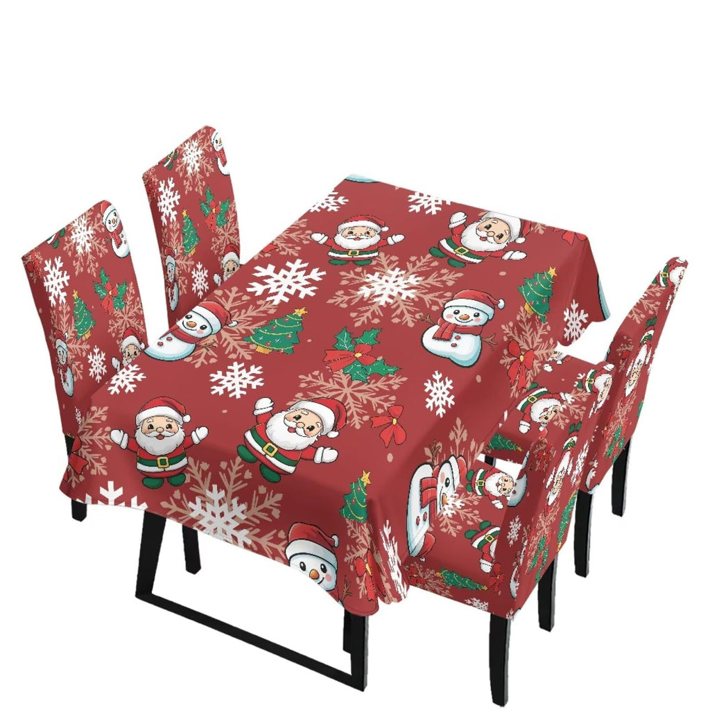Dining Chair Covers and Dining Table Cloth Christmas Decor