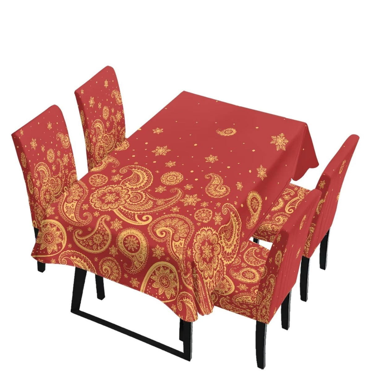 Poinsettia Dining Table & Chair Cover Set for Christmas, Stretch